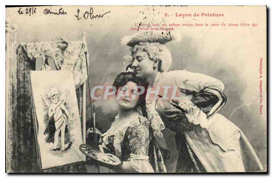 CPA Fantaisie Femmes La lacon de peinture 