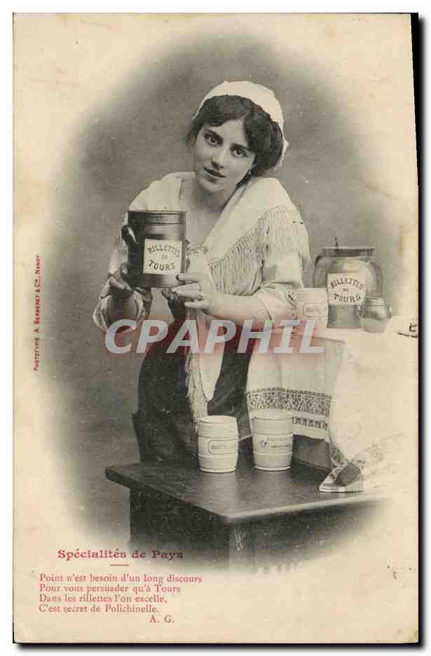 Femme présentant des produits 'Billettes de Tours' — Phototypie A. Berthet & Cie, Nancy