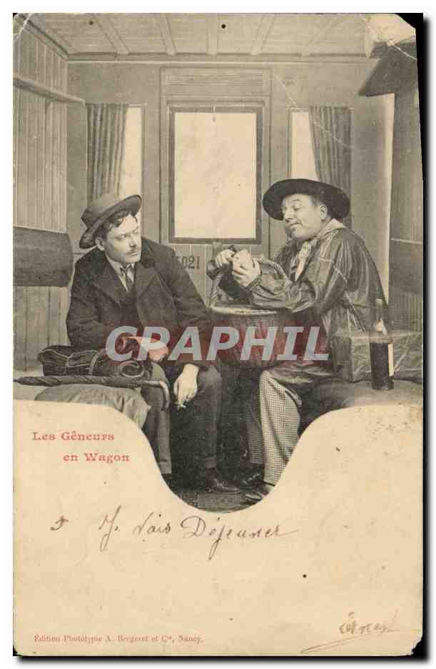 CPA Fantaisie Les geneurs en wagon 