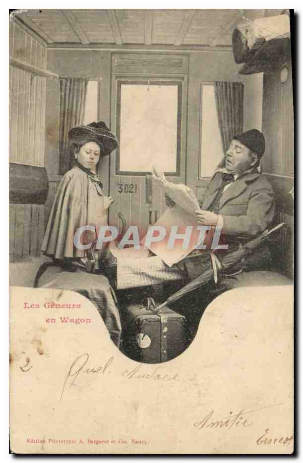 CPA Fantaisie Les geneurs en wagon 