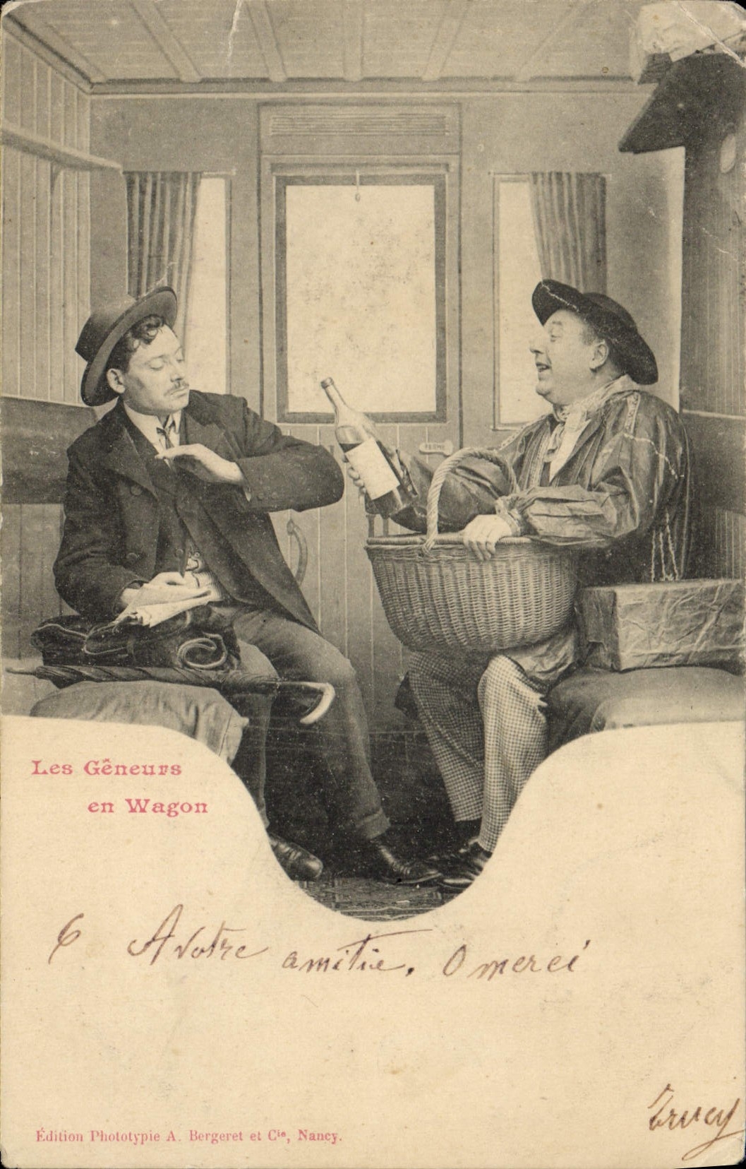 CPA Fantaisie Les geneurs en wagon 