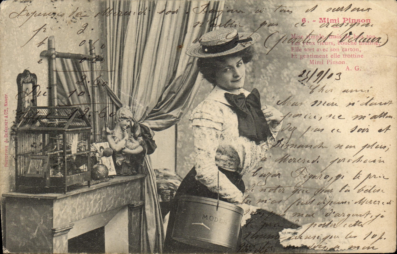 CPA Fantaisie Femme Mimi Pinson 