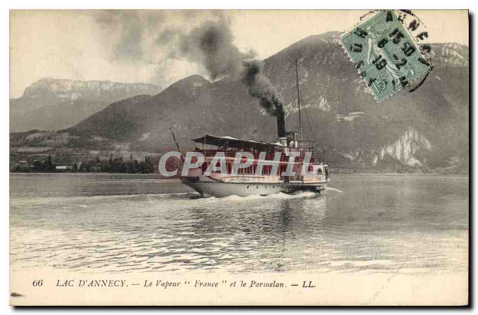 CPA Bateau Lac d'Annecy Le vapeur France et le Parmelan