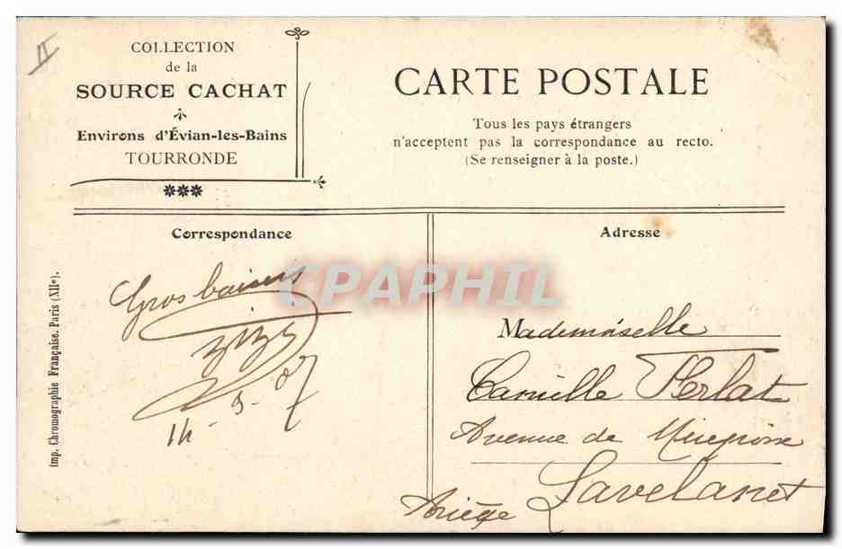 CPA Bateau Evian les Bains Tourronde — Rückseite