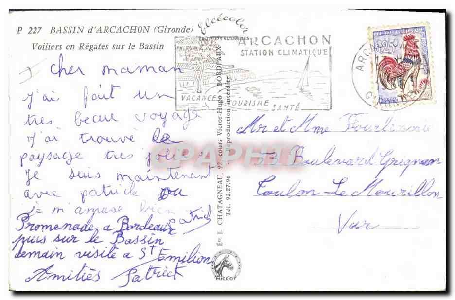 CPM Bateau Bassin d'Arcachon Voiliers en regates sur le bassin — Rückseite