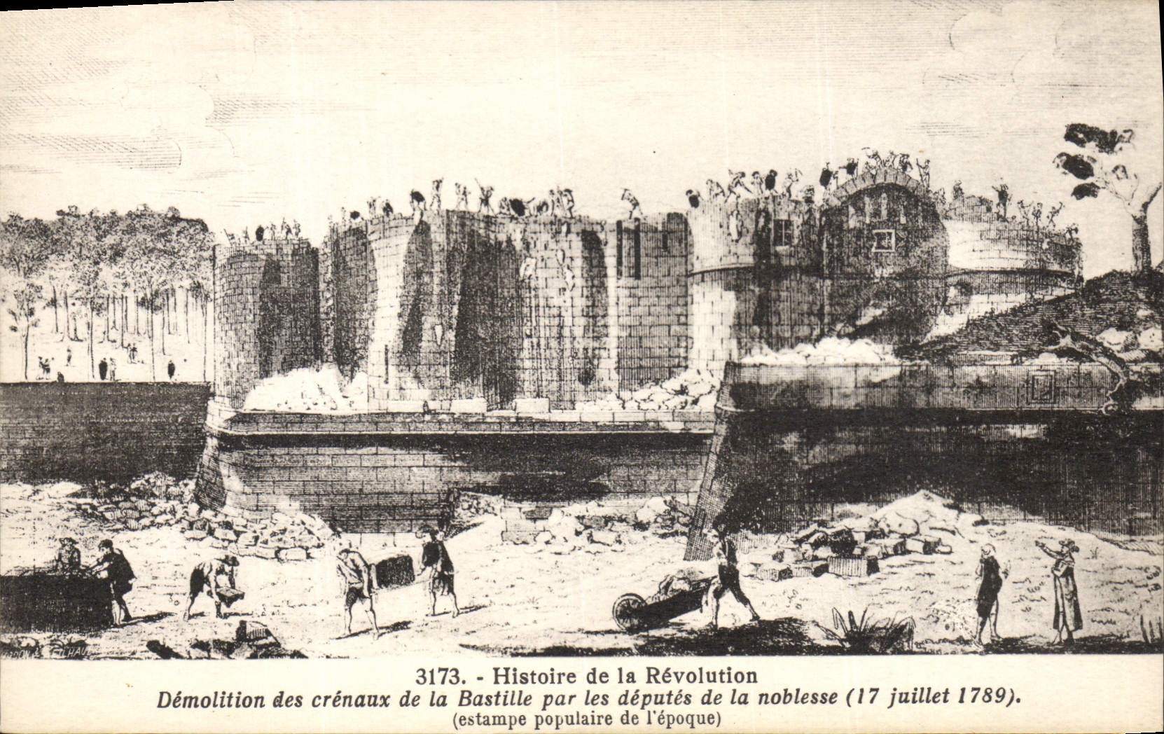 CPA Histoire de la Revolution Demolition des creneaux de la Bastille par les deputes de la Noblesse 