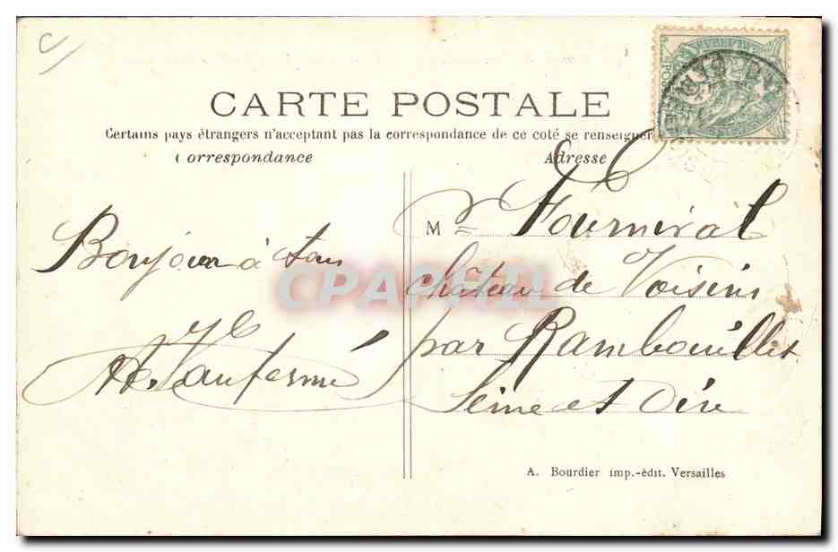 Obsèques de Madame la Duchesse de Luynes — Château de Dampierre — 2 Novembre 1905 — A. Bourdier imp.-édit. Versailles — Reverso