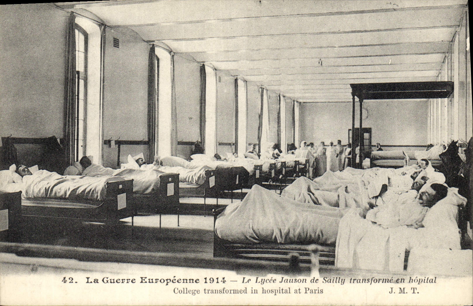 Le Lycée Jausson de Sailly transformé en hôpital — La Guerre Européenne 1914 — J.M.T.