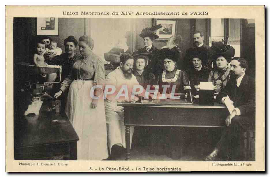 Union Maternelle des 14. Arrondissements von PARIS — Das Babywaage — Die Horizontale Toise — Phototypie J. Bienaimé, Reims