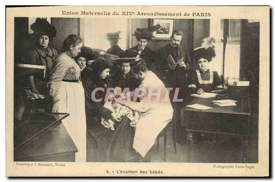 Union Maternelle du XIVe Arrondissement de PARIS — L'examen des bébés — Phototype L. Bienaime, Reims