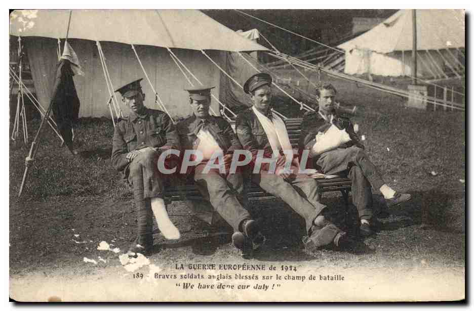 Braves soldats anglais blessés sur le champ de bataille — LA GUERRE EUROPÉENNE de 1914 — Artland Nozalis, Nantes, n°189