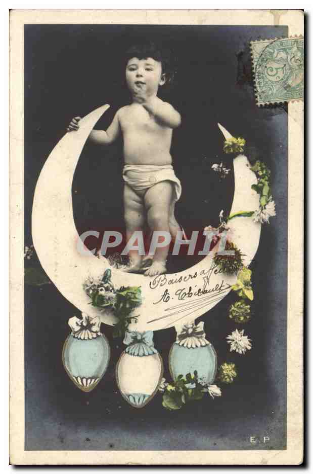 CPA Fantaisie Enfant Bebe Lune