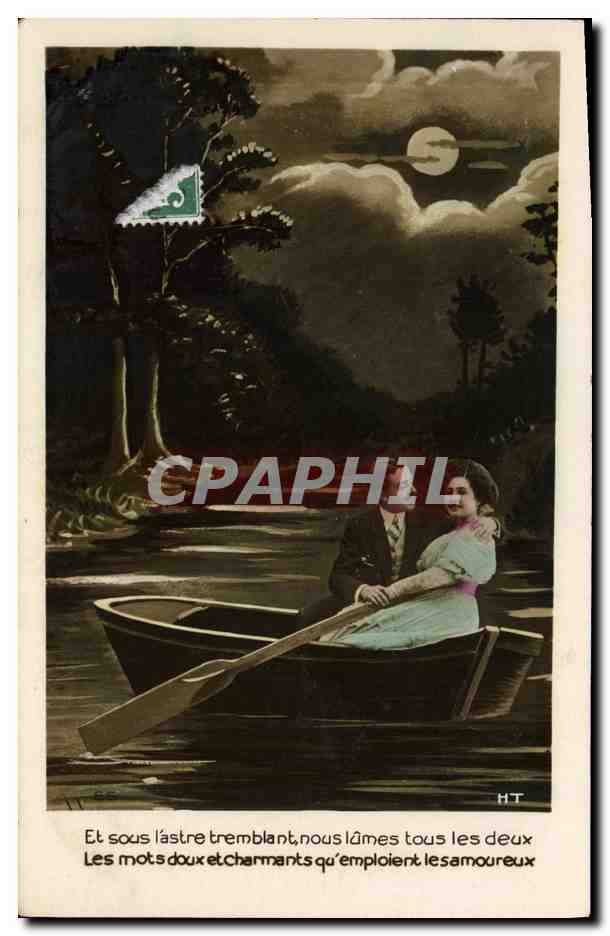CPA Fantaisie Femme Lune 
