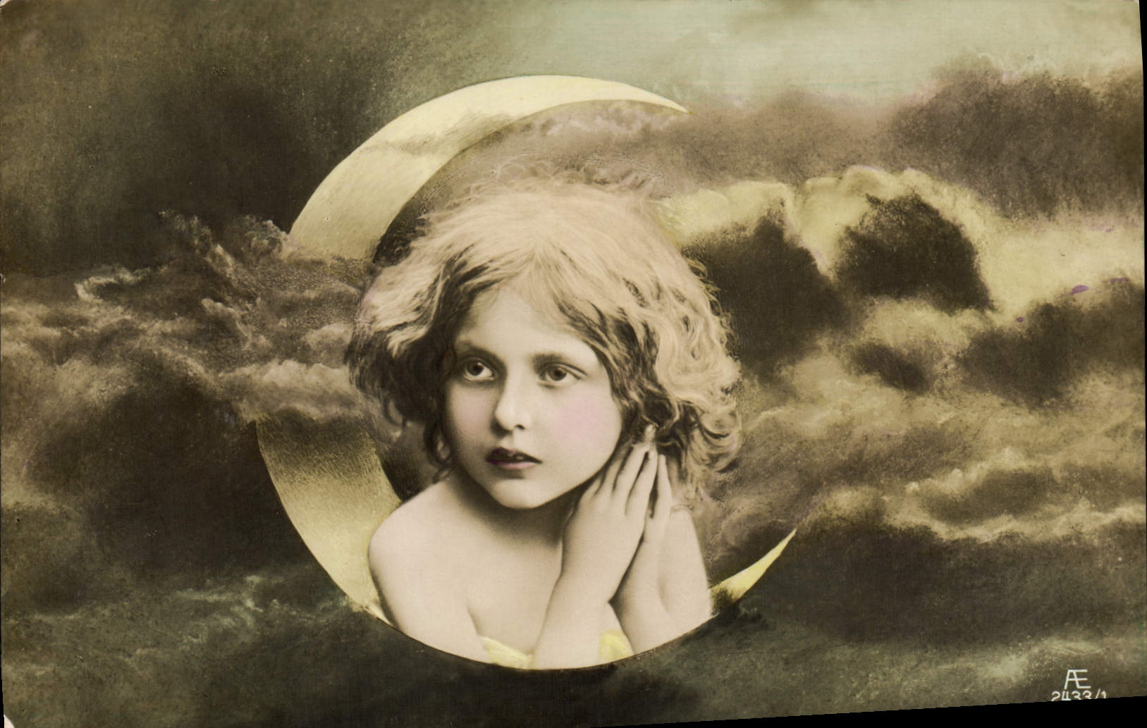 CPA Fantaisie Enfant Lune 