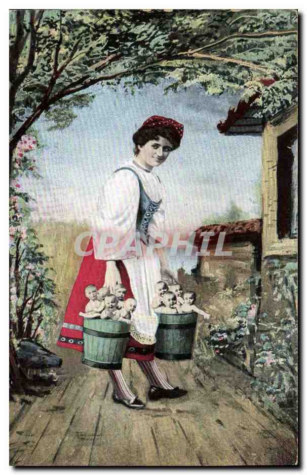 CPA Fantaisie Enfant Bebe Femme