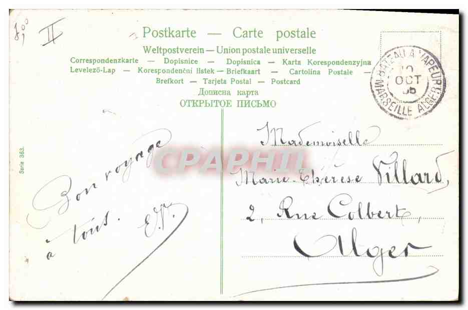 CPA Fantaisie Enfant Bebe Automobile ane mule — Rückseite