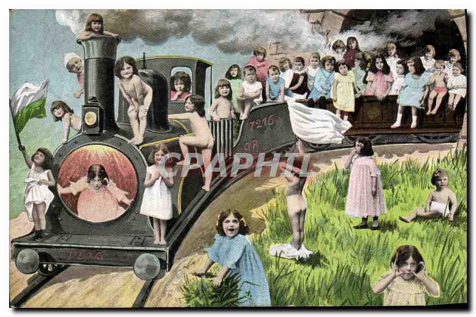 CPA Fantaisie Enfant Bebe Train