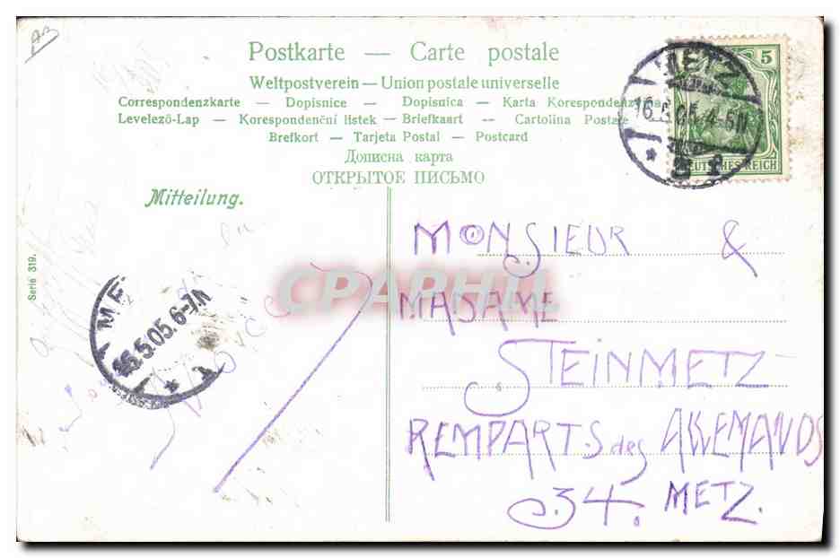 CPA Fantaisie Enfant Bebe Train — Rückseite