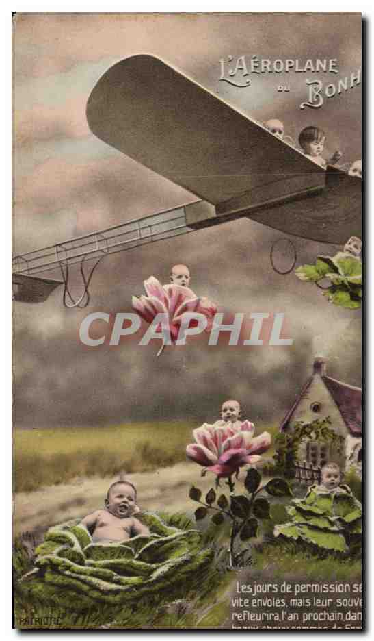 CPA Fantaisie Enfant Bebe Avion Aviation