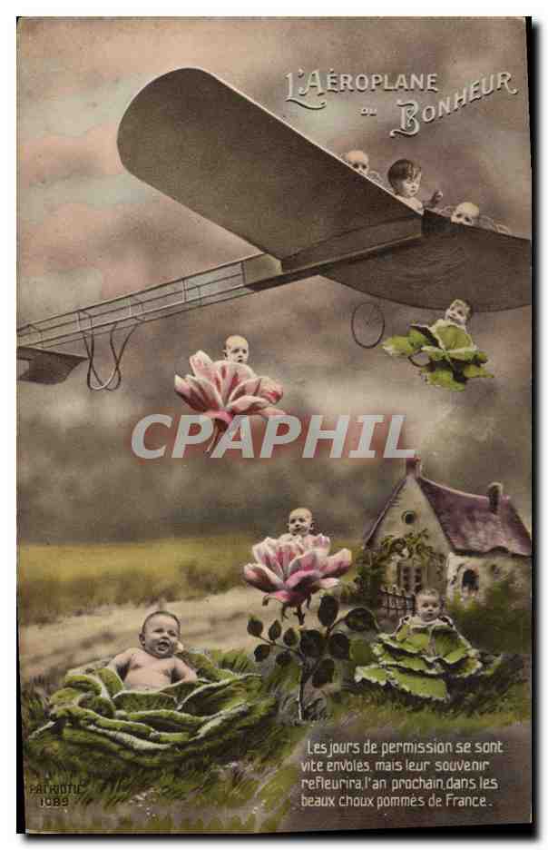 CPA Fantaisie Enfant Bebe Avion Aviation