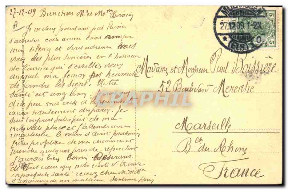 CPA Folklore Alsace Costumes alsaciens — Verso