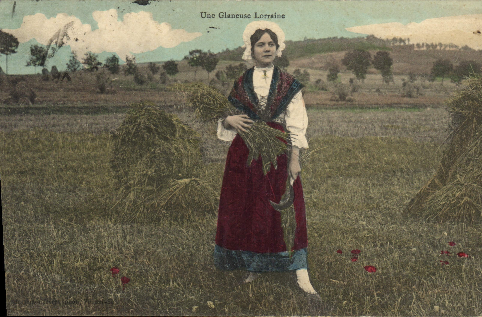 CPA Folklore Alsace Une glaneuse Lorraine