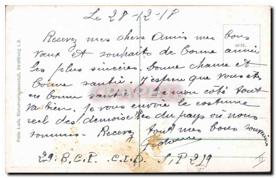 CPA Folklore Alsace Elsasserin — Rückseite