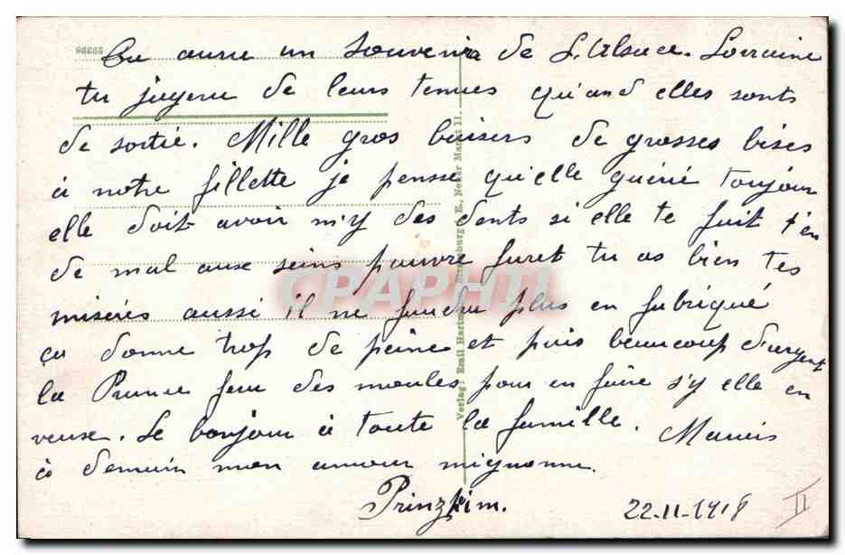 CPA Folklore Alsace Alsacienne et Lorraine — Verso