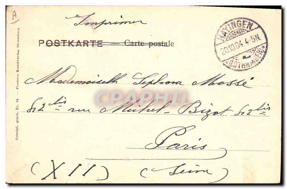 CPA Folklore Alsace Alsacienne — Verso