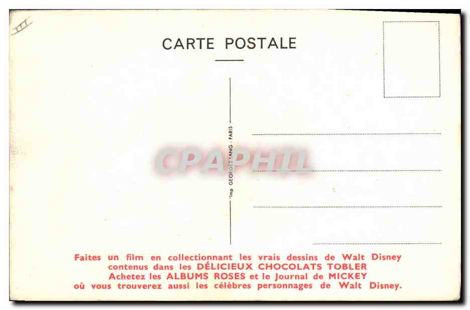 CPA Fantaisie Illustrateur Walt Disney Tobler Le roi — Verso