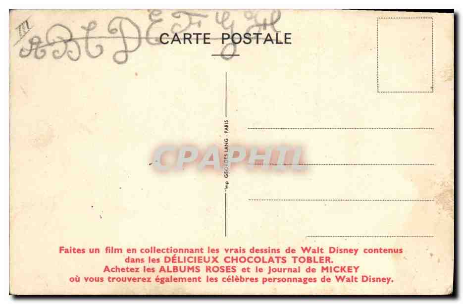 CPA Fantaisie Illustrateur Walt Disney Blanche Neige et les sept nains  — Rückseite