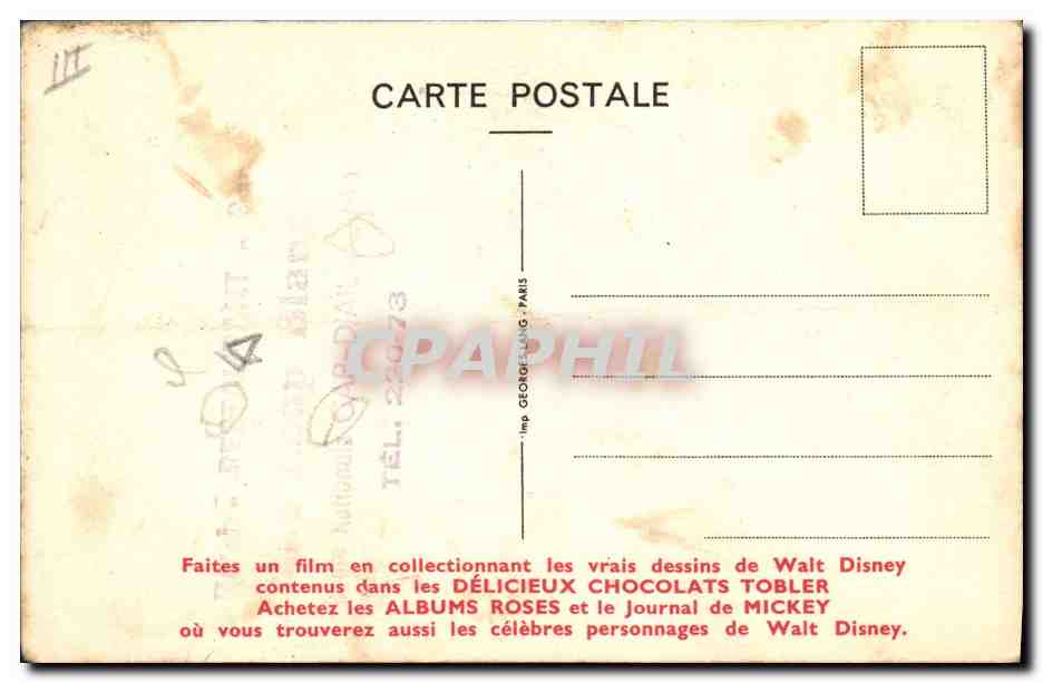 CPA Fantaisie Illustrateur Walt Disney Tobler Wendy  — Verso