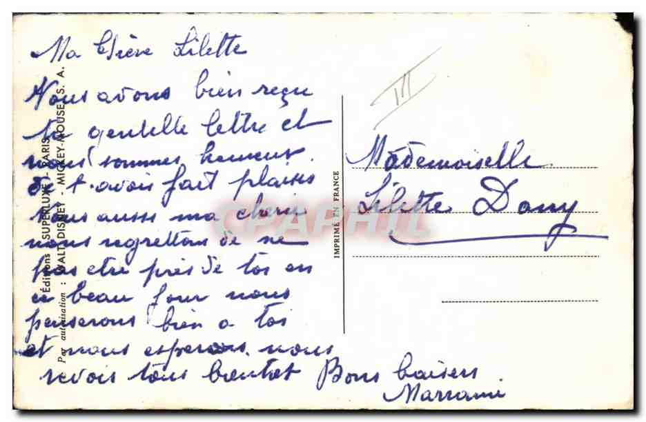 CPA Fantaisie Illustrateur Walt Disney Blanche Neige et les sept nains  — Rückseite