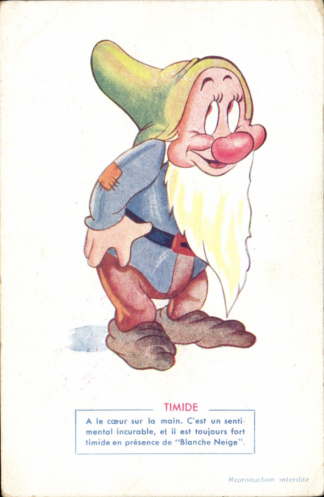 CPA Fantaisie Illustrateur Walt Disney Blanche Neige et les sept nains Timide 