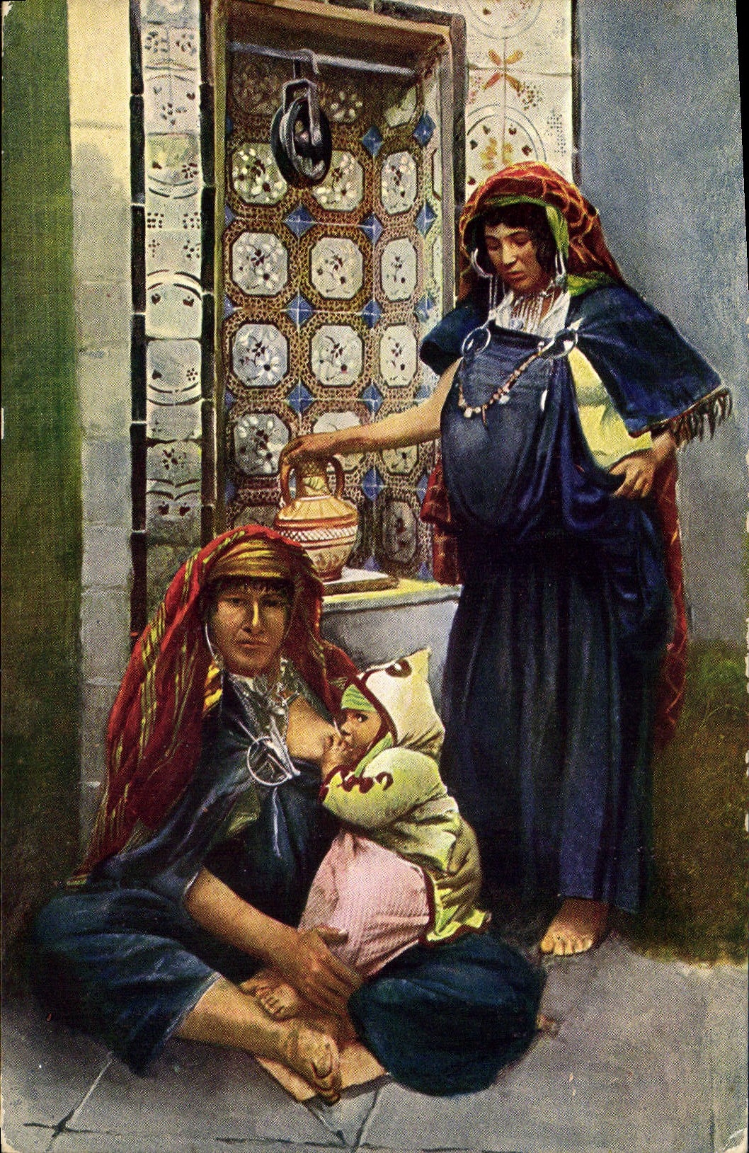 CPA Fantaisie Orientalisme Femmes Enfant