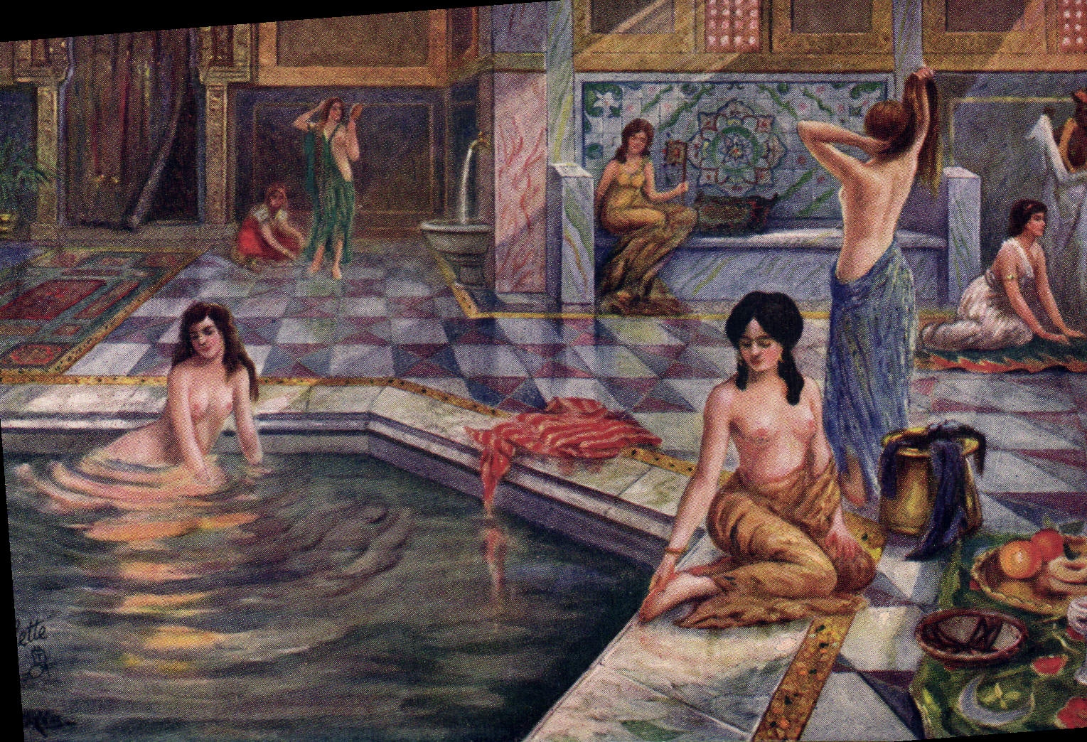 CPA Fantaisie Orientalisme Femmes nues