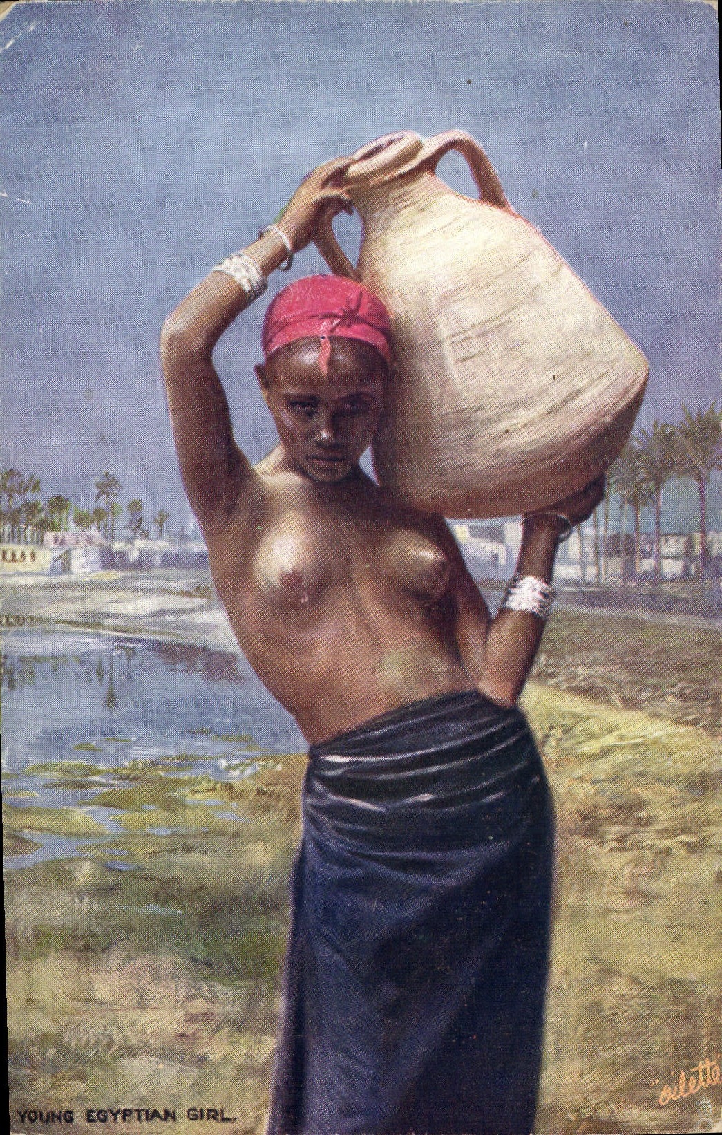 CPA Fantaisie Orientalisme Young egyptian girl Egypte Egypt