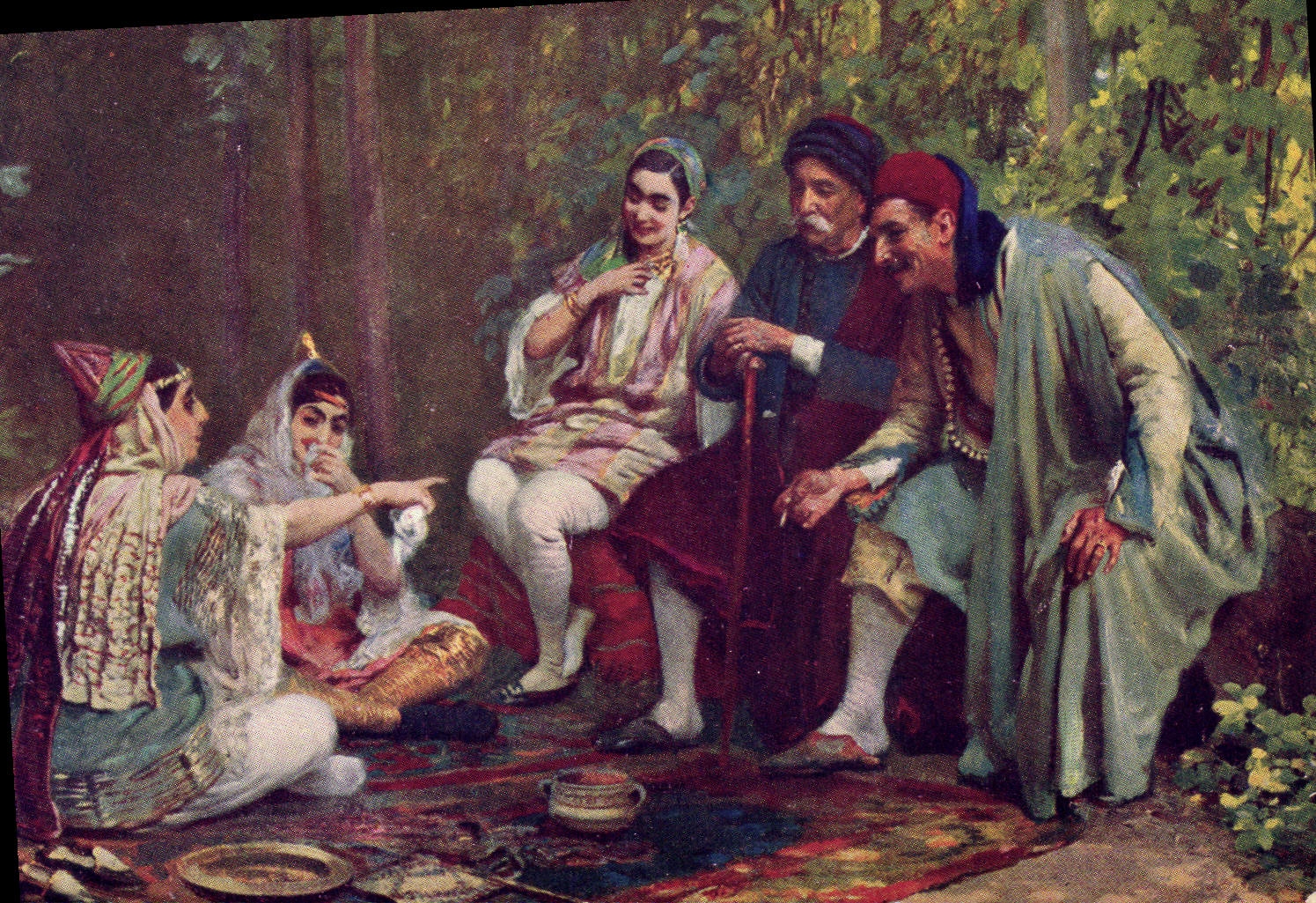 CPA Fantaisie Orientalisme Juifs a un jour de fete Judaica 