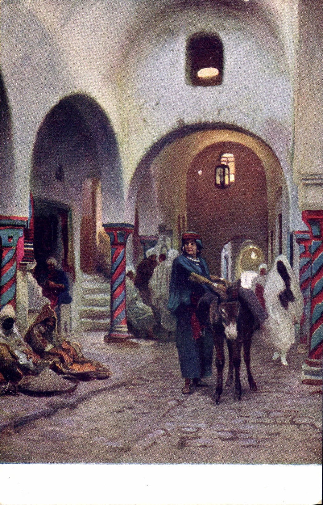 CPA Fantaisie Orientalisme Scene de rue Ane Mule