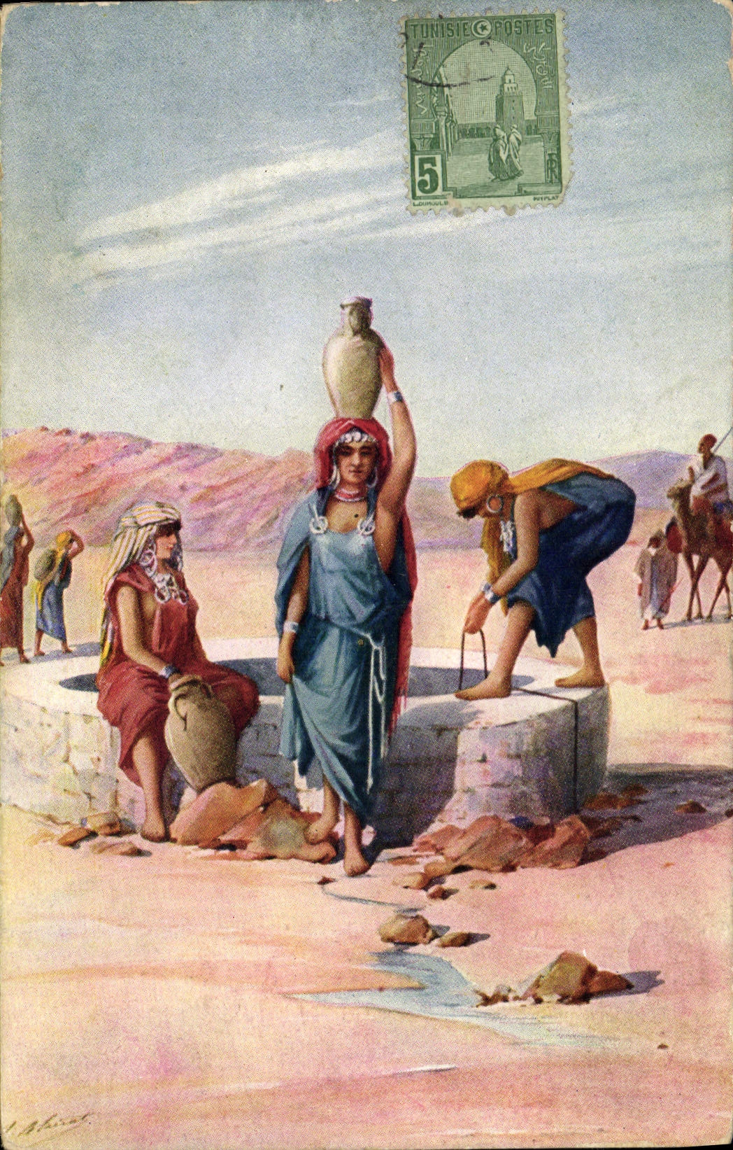 CPA Fantaisie Orientalisme Porteuse d'eau