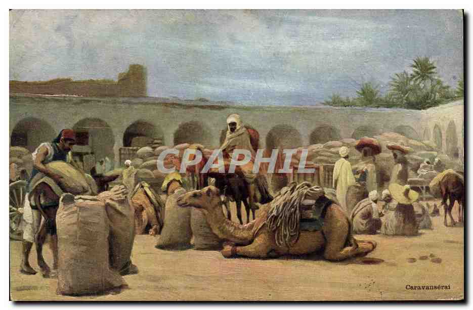 CPA Fantaisie Orientalisme Caravanserai 