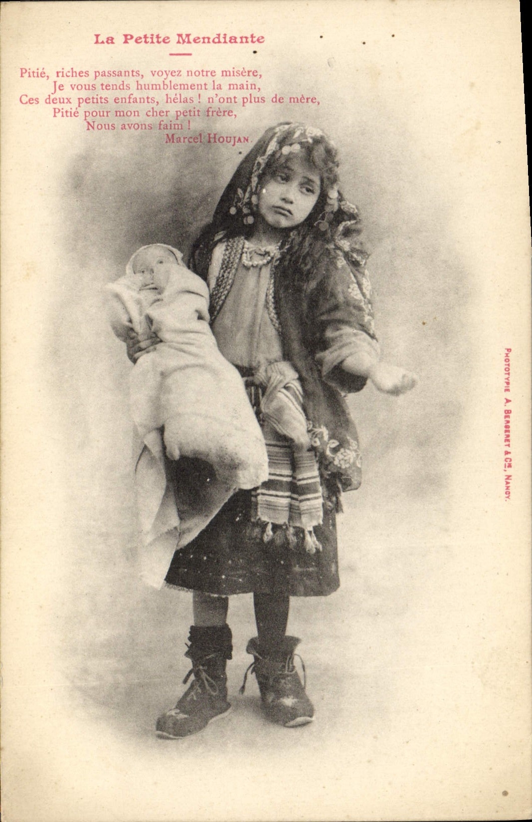 CPA Fantaisie Enfant La petite mendiante