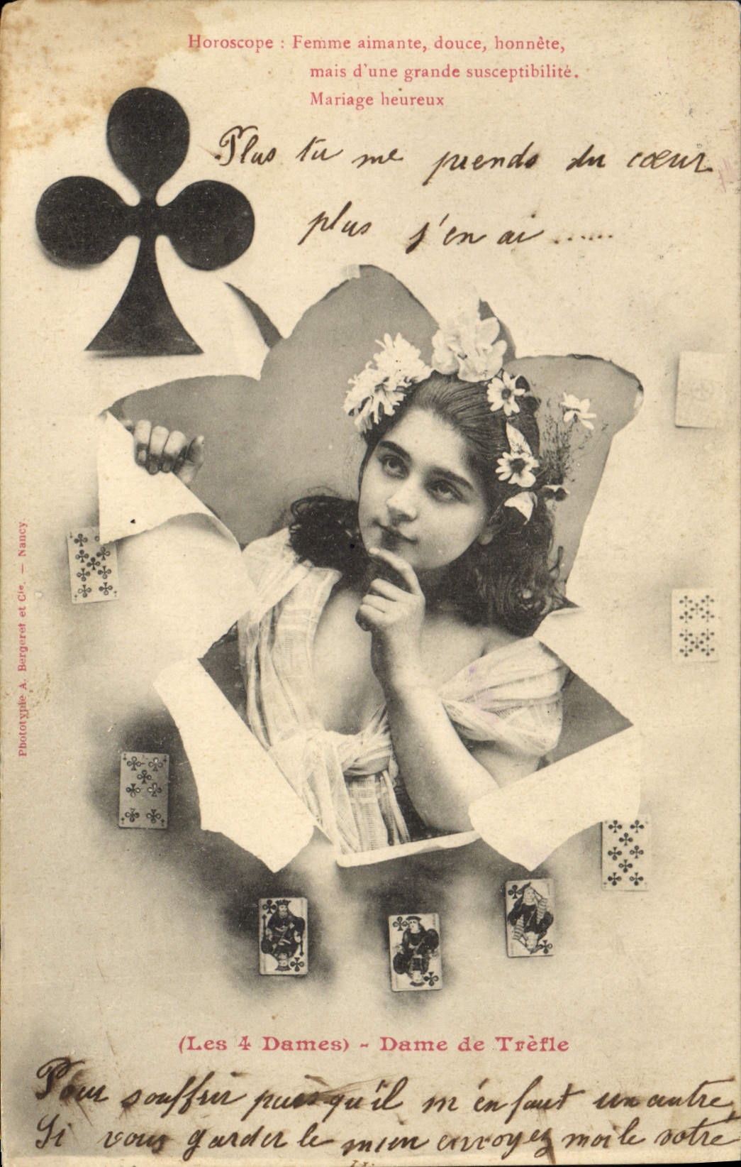 Les 4 Dames — Dame de Trèfle — Phototypie A. Barguier et Cie — Nancy