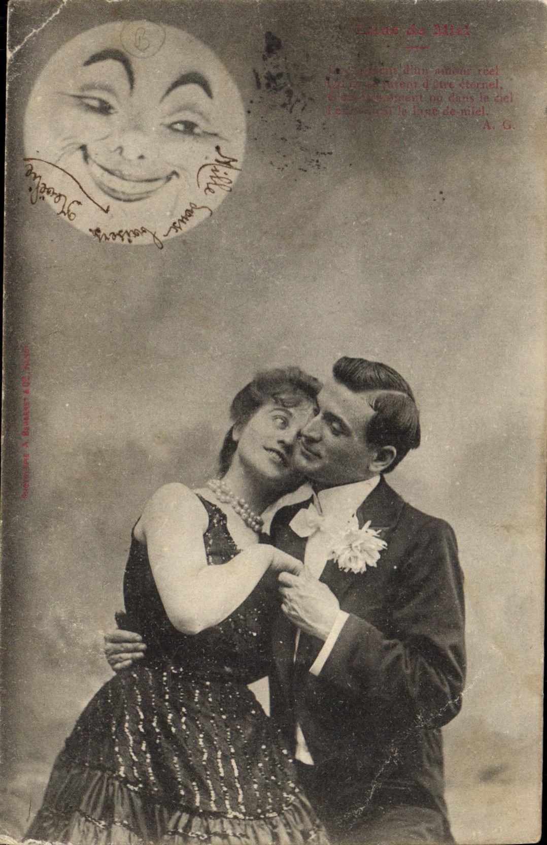 CPA Fantaisie Femme lune 
