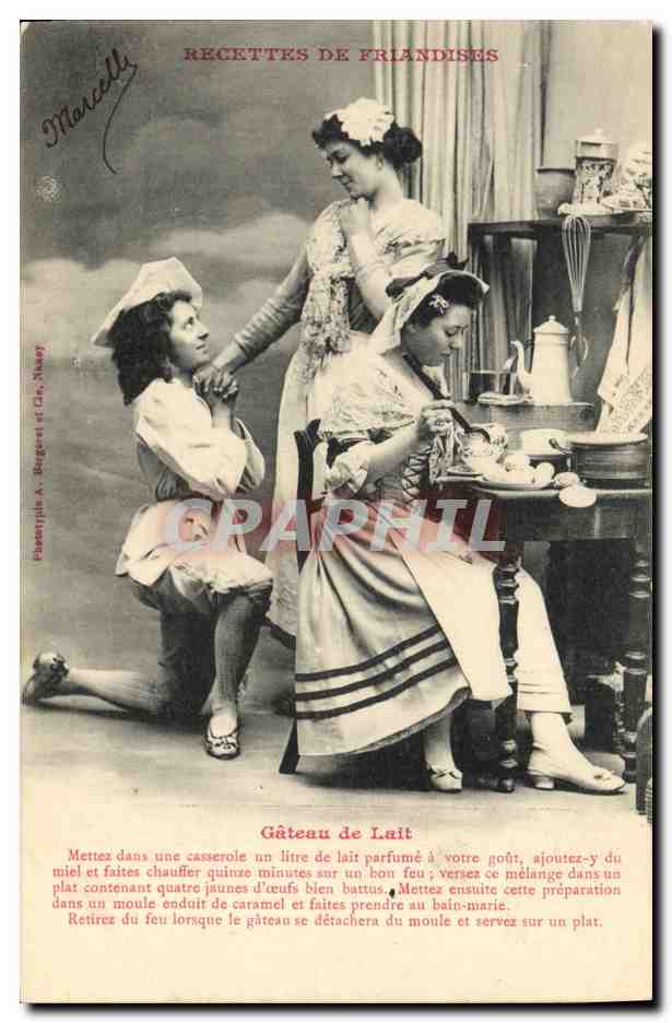 Mujer y niña en la cocina — Recetas de dulces — Papeterie A. Bergeret et Cie, Nancy