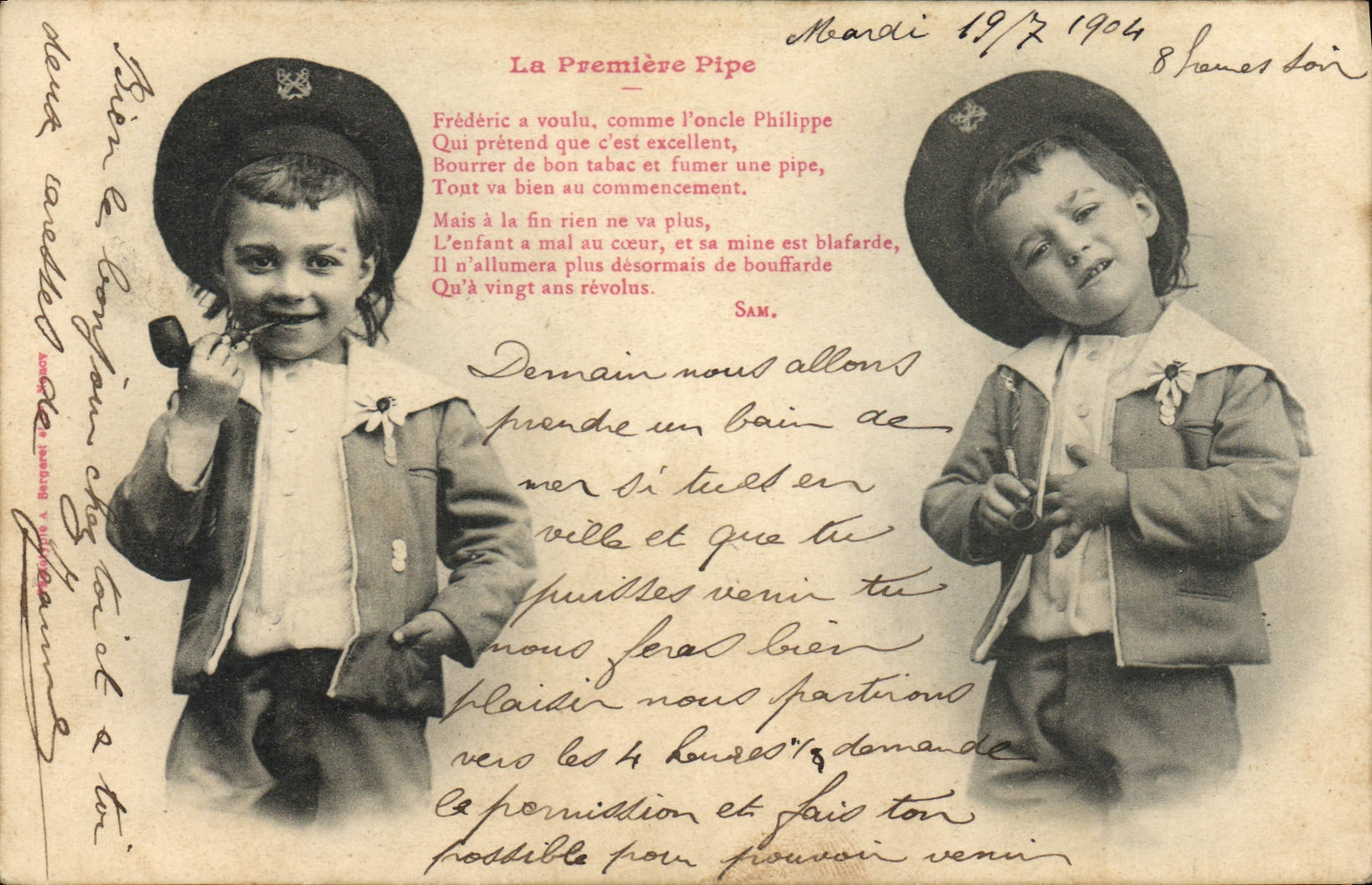 CPA Fantaisie Enfants La premier pipe Tabac 