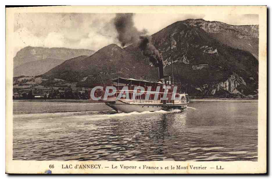 CPA Bateau Lac d'Annecy Le vapeur France et le Mont Veyrier
