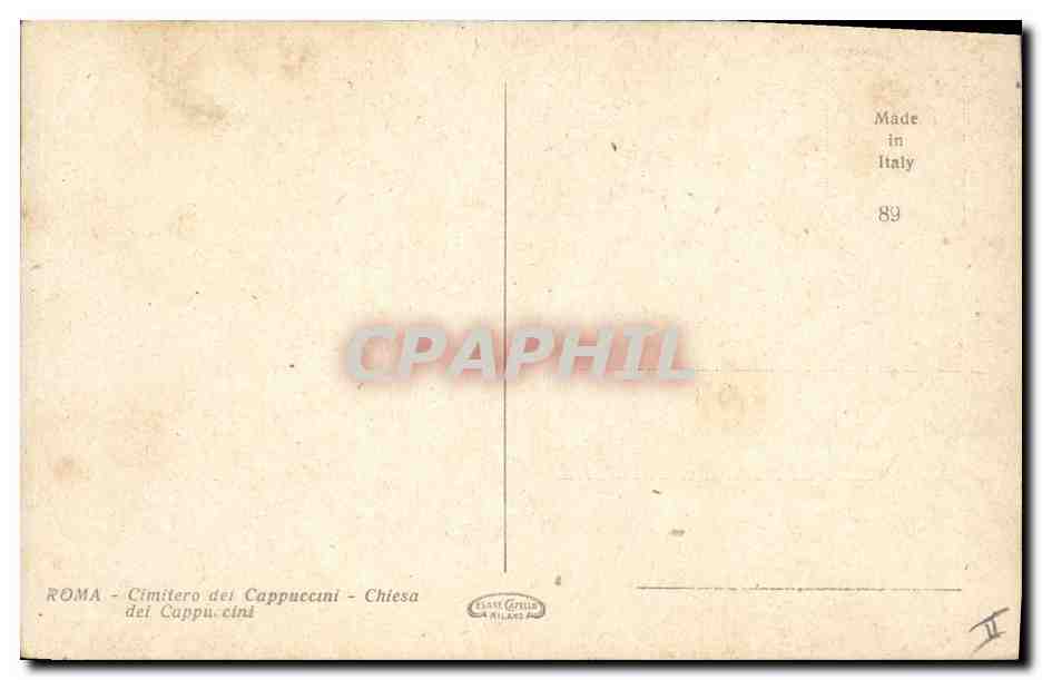 CPA Mort Roma Cimitero dei Cappucini Chiesa dei Cappucini  — Rückseite