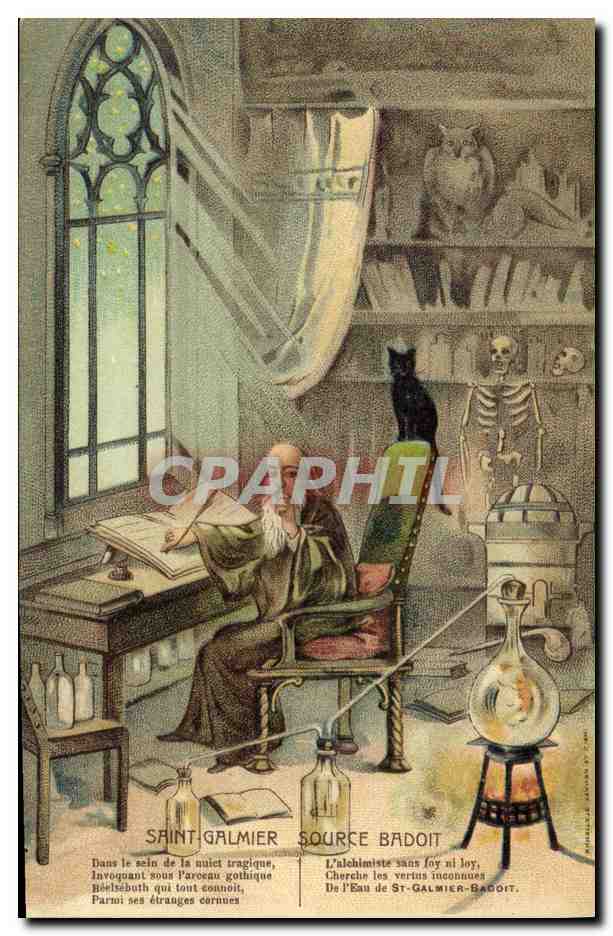 CPA Mort Saint Galmier Source Badoit Chouette Hibou Chat 