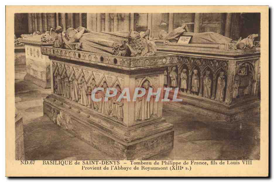 Basilique de Saint-Denys — Tombeau de Philippe de France, fils de Louis VIII — éditeur Cie des Arts Photomécaniques, Paris